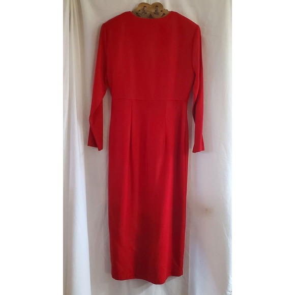 Misty Lane Dress Women's Size 10 Bright Red Wool Blend Long Sleeved Maxi Holiday - Picture 2 of 6